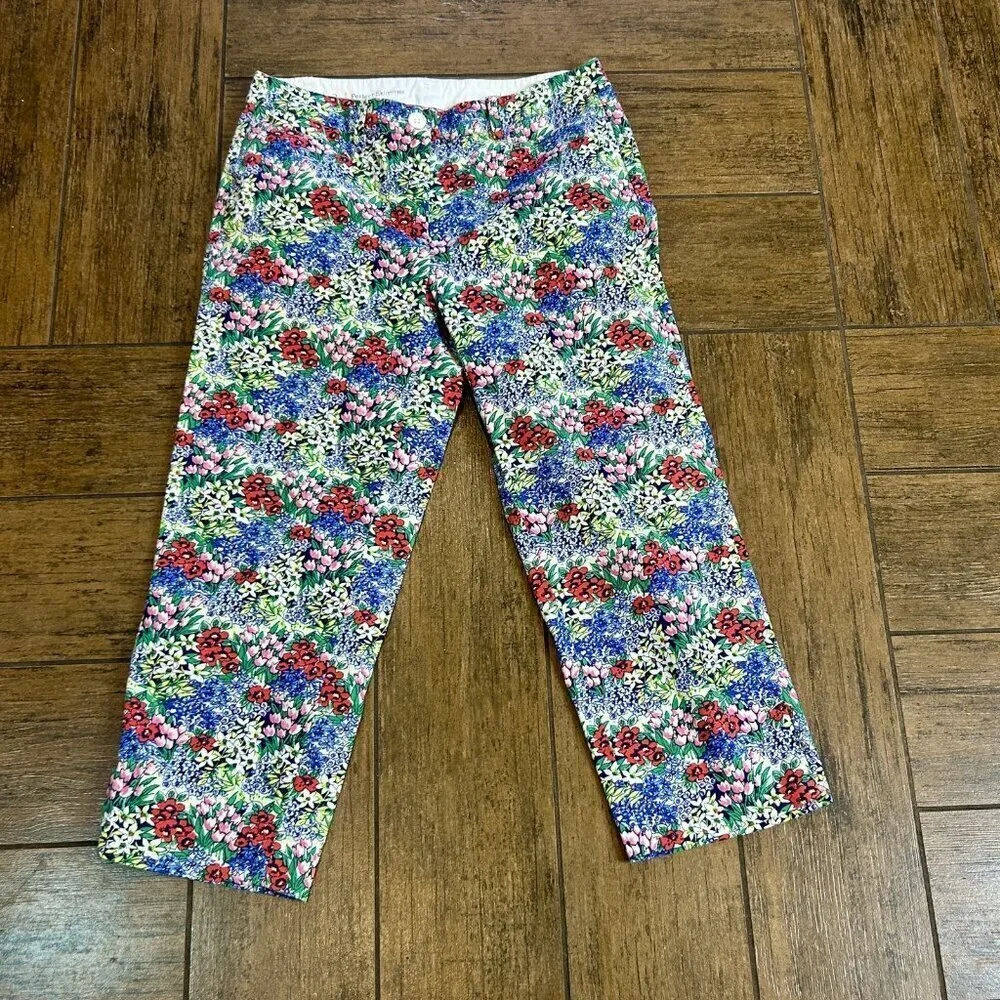 Talbots Perfect Skimmer Cottage Floral Cropped Pants Size 2